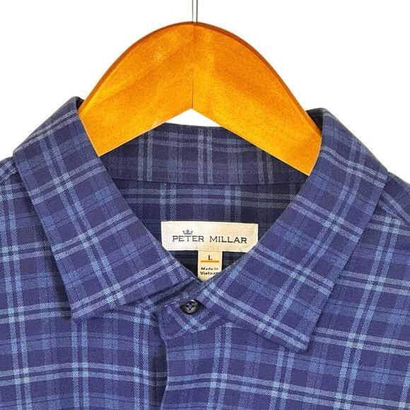 PETER MILLAR Men’s Long sleeve Blue Plaid Button Down Collared Shirt Sz L - Picture 3 of 12